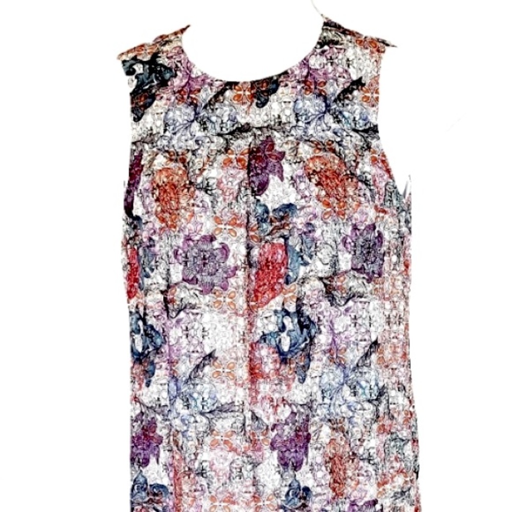 H&M Floral Blue and Red Lightweight Sleeveless Mini Shift Dress size 4 - Picture 4 of 16